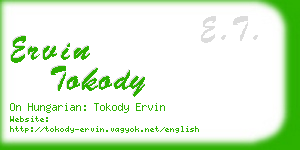 ervin tokody business card